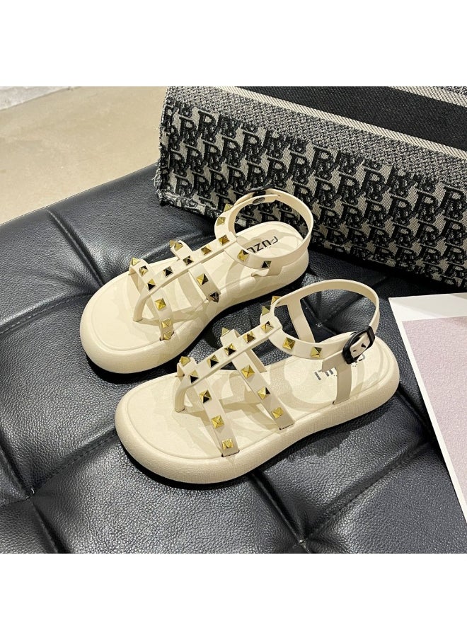 NIBEMINENT French Style Women's Sandals Summer  Fashionable  Casual Thick Bottom Strap Roman Slippers Ladies Shoes  - Image 1