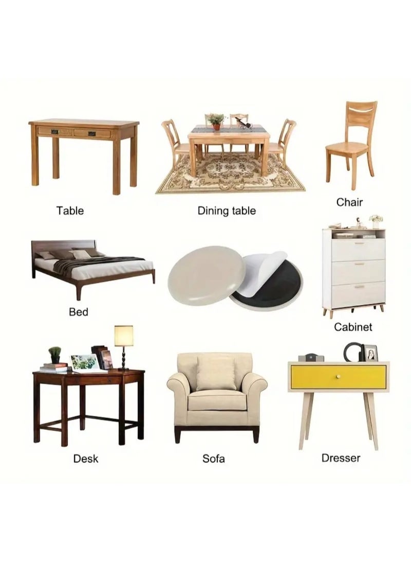 LDQ 20 Pcs Self-Adhesive Carpet Furniture Glides, Round Chair Leg Sliders with Easy Move Protective Covers for Home Furniture  - Image 2