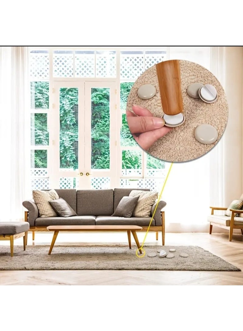 LDQ 20 Pcs Self-Adhesive Carpet Furniture Glides, Round Chair Leg Sliders with Easy Move Protective Covers for Home Furniture  - Image 3