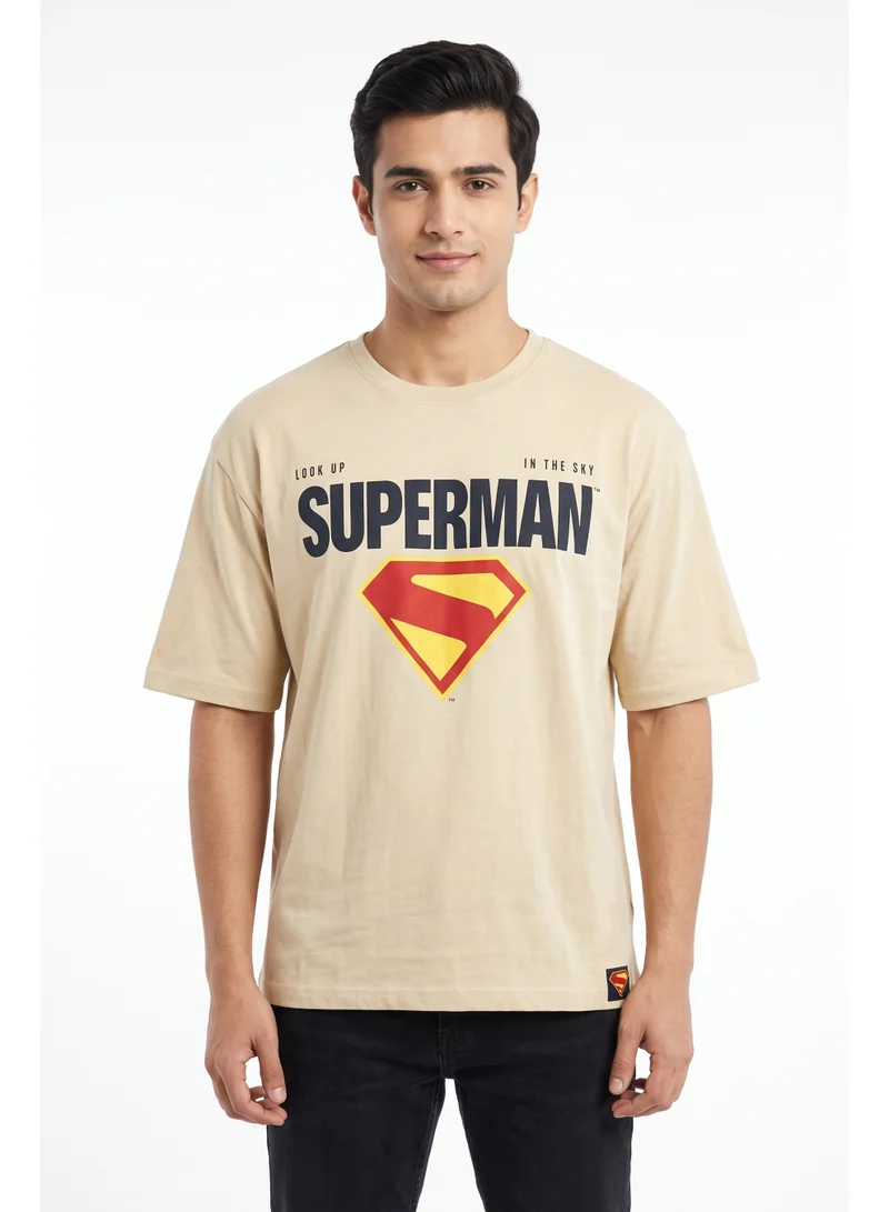 Warner Bros. Warner Bros. Superman Logo Men’s Drop Shoulder T-Shirt | Superhero Graphic Casual Crew Neck Cotton Tee