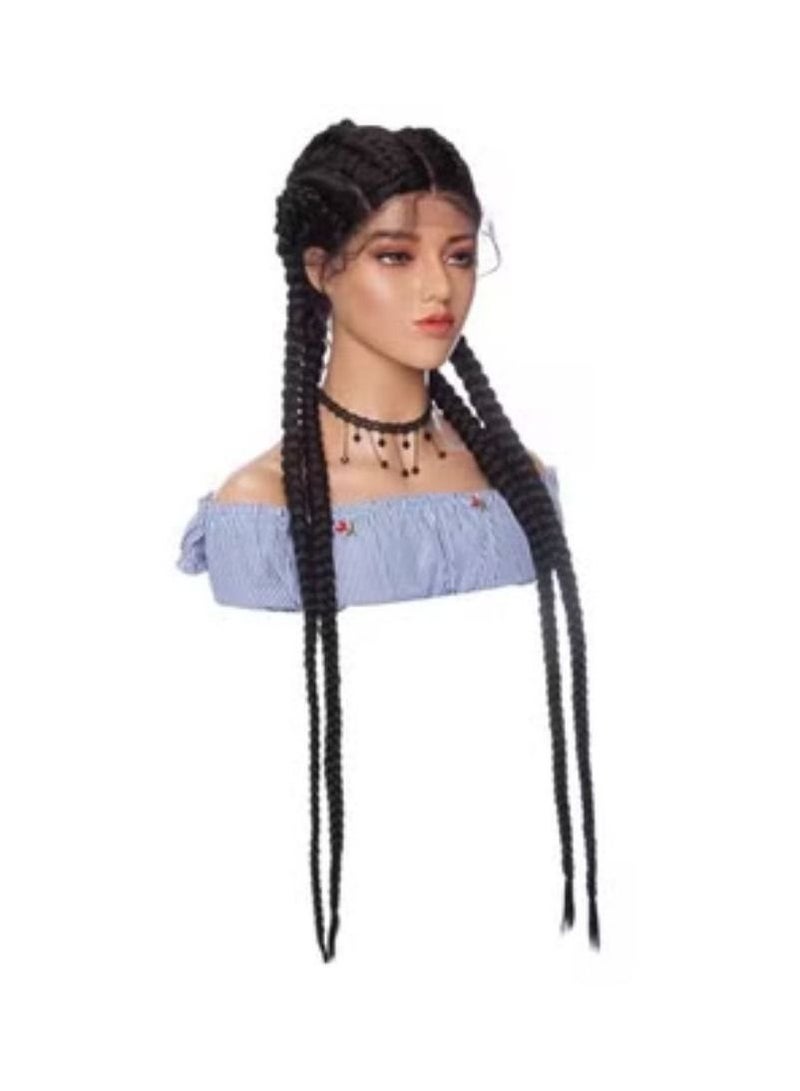 Estelle Hand braid 36 Inch Synthetic Lace Front Wigs for Black Women Cornrow Wig with 4 Strands Dutch Braids Super Long Frontal Lace Wig with Baby Hair Twist Braided Wigs Natural Black - Image 3