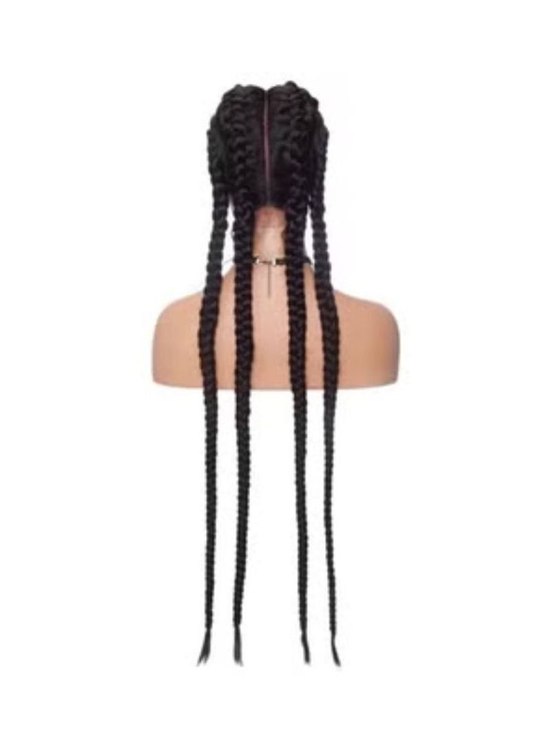 Estelle Hand braid 36 Inch Synthetic Lace Front Wigs for Black Women Cornrow Wig with 4 Strands Dutch Braids Super Long Frontal Lace Wig with Baby Hair Twist Braided Wigs Natural Black - Image 4