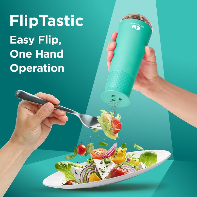 Kitchen Mama FlipTastic Rechargeable Salt and Pepper Grinder – Gravity Electric Grinder, Pepper Mill, Adjustable Coarseness, One-Hand Operation, Refillable Salt and Pepper Mill for Kitchen (Teal) - Image 2