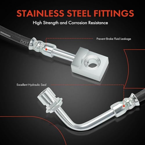 A-Premium Front Driver Side Brake Hydraulic Hose Compatible with Select Chevrolet and GMC Models - C4500 Kodiak, C5500 Kodiak, C4500 Topkick, C5500 Topkick, 2003-2009, 4 X 2 - Replace# 15190274 - Image 4