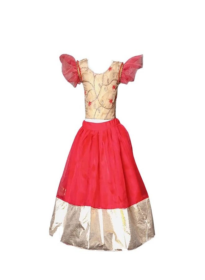 Aglare lehenga choli,Beautiful organza Lahenga,Brocade blouse, online lehenga choli,STITCHED Peach red - Image 1