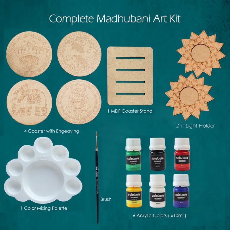 SOLOBOLO Diwali Gift Items |Diwali Decoration Items for Home Decor|Diwali Gift Hamper| Madhubani Art Kit Along with Diya for Diwali - Image 2