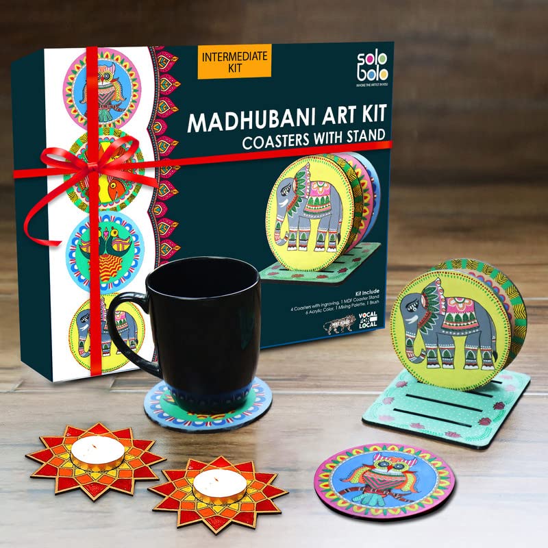 SOLOBOLO Diwali Gift Items |Diwali Decoration Items for Home Decor|Diwali Gift Hamper| Madhubani Art Kit Along with Diya for Diwali - Image 1