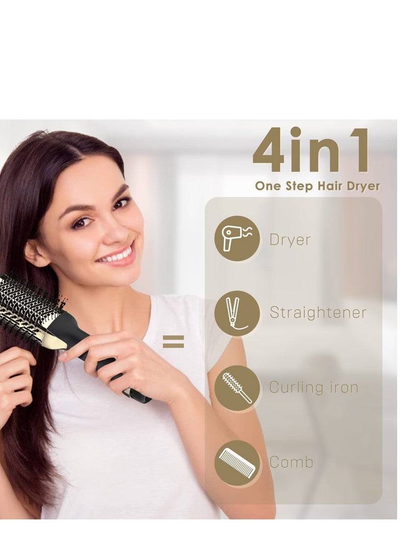 Hot Air Brush, Hair Dryer Blowout Brush, 4IN1 One Step Hair Dryer & Volumizer Hot Hair Dryer Brush (Gold) - Image 1