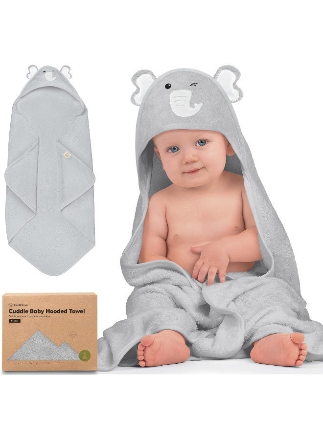 KeaBabies Hooded Baby Towel for Newborn - Viscose Derived from Bamboo Large Baby Bath Towels with Hood for Boys, Girls, Toddler, Extra Absorbent & Soft Newborn Bath Essentials (Elephant, Regular) - Image 1