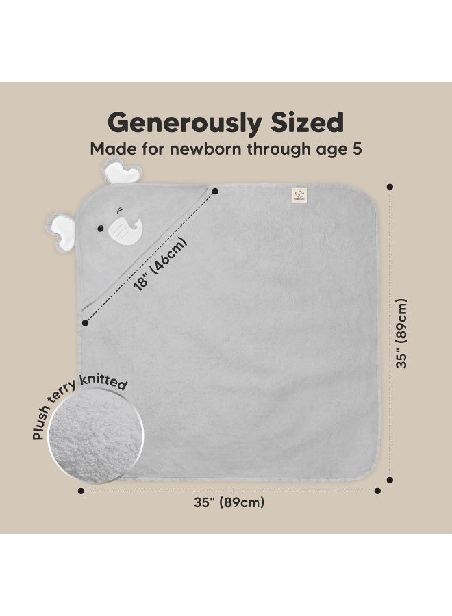 KeaBabies Hooded Baby Towel for Newborn - Viscose Derived from Bamboo Large Baby Bath Towels with Hood for Boys, Girls, Toddler, Extra Absorbent & Soft Newborn Bath Essentials (Elephant, Regular) - Image 4