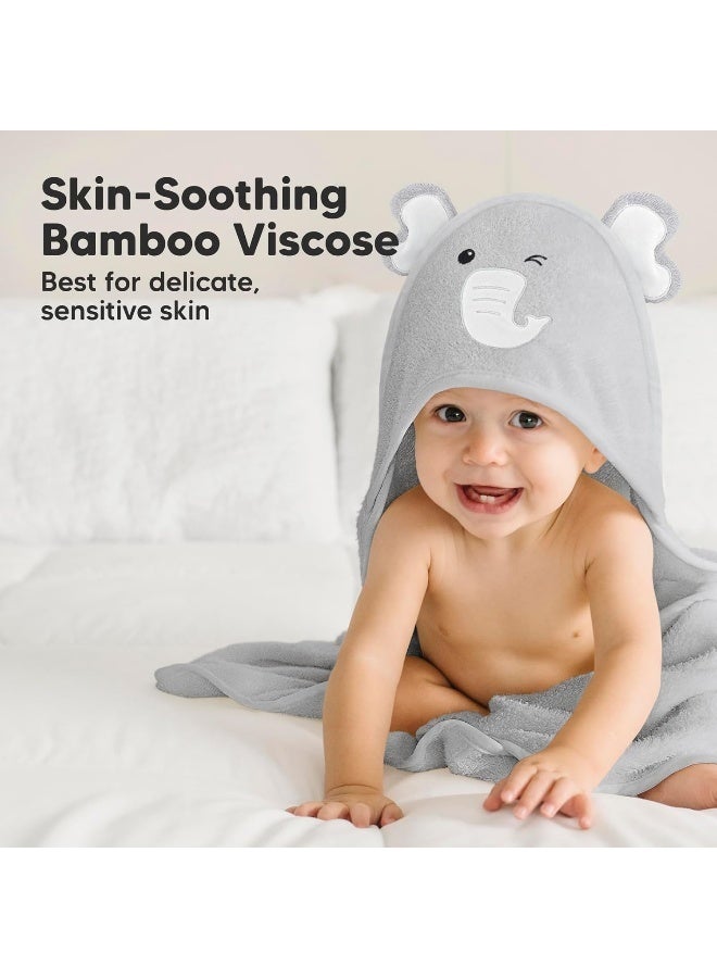 KeaBabies Hooded Baby Towel for Newborn - Viscose Derived from Bamboo Large Baby Bath Towels with Hood for Boys, Girls, Toddler, Extra Absorbent & Soft Newborn Bath Essentials (Elephant, Regular) - Image 3