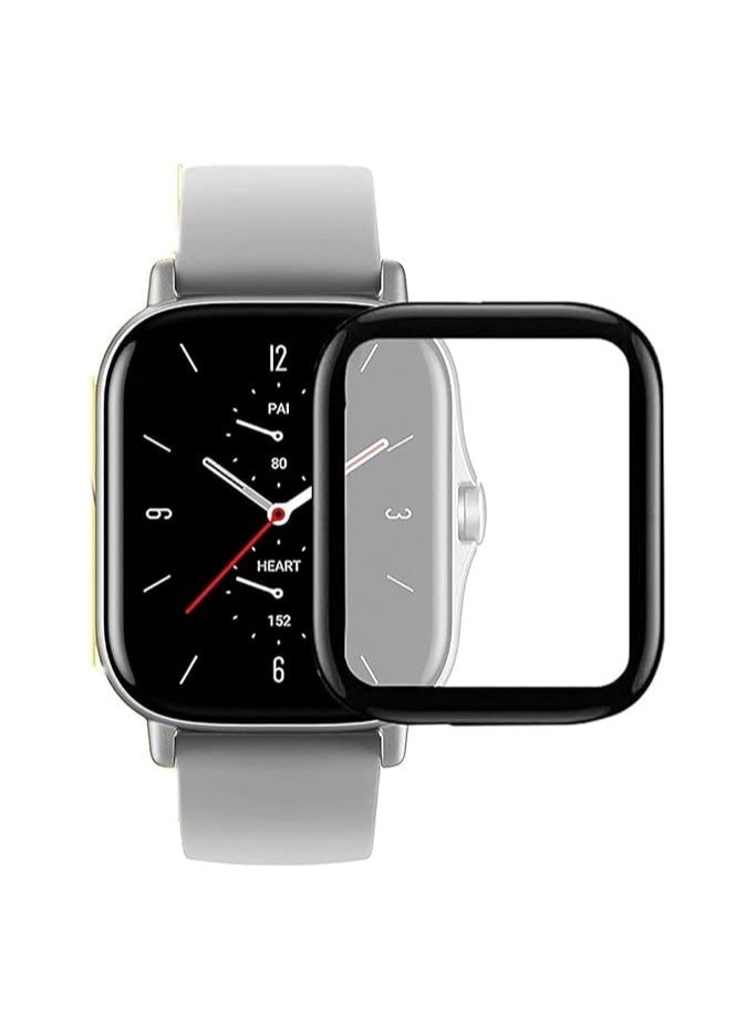 شاشة حماية من الموعز متوافقة مع ساعة امازفيت  2/ 2E، طبقة حماية ناعمة ثلاثية الابعاد بحواف منحنية [مضادة للخدش] [خالية من الفقاعات] [مقاومة للكسر للغاية] [حساسة للغاية] (ليست زجاج)، أسود - Image 1