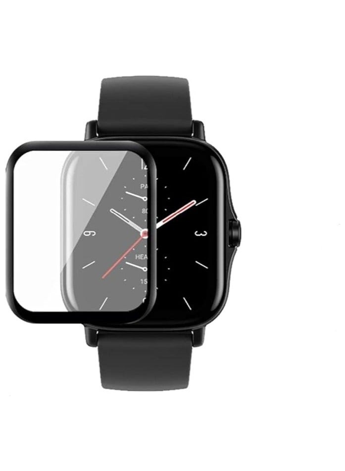 شاشة حماية من الموعز متوافقة مع ساعة امازفيت  2/ 2E، طبقة حماية ناعمة ثلاثية الابعاد بحواف منحنية [مضادة للخدش] [خالية من الفقاعات] [مقاومة للكسر للغاية] [حساسة للغاية] (ليست زجاج)، أسود - Image 2