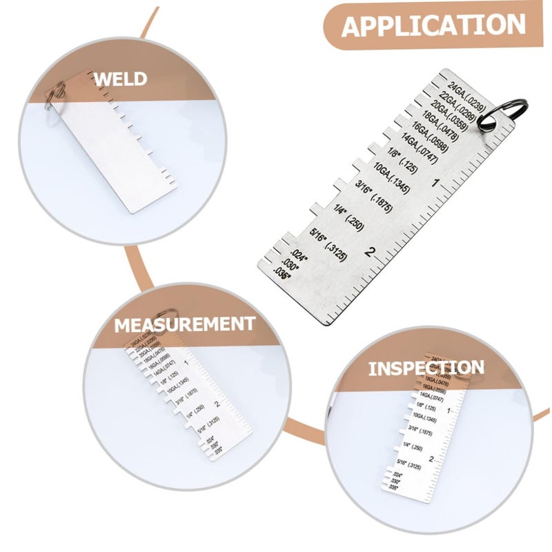 مجموعة قياس سمك اللحام من الفولاذ المقاوم للصدأ 3 قطع أداة قياس الأسلاك المعدنية - Image 5