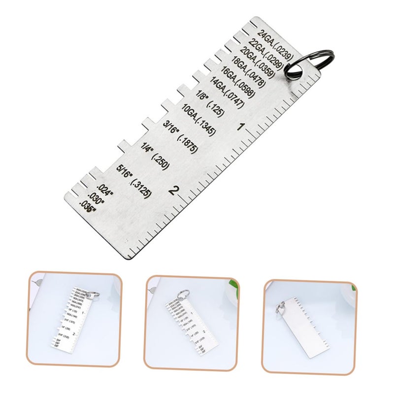 مجموعة قياس سمك اللحام من الفولاذ المقاوم للصدأ 3 قطع أداة قياس الأسلاك المعدنية - Image 3