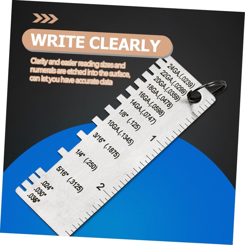 مجموعة قياس سمك اللحام من الفولاذ المقاوم للصدأ 3 قطع أداة قياس الأسلاك المعدنية - Image 4