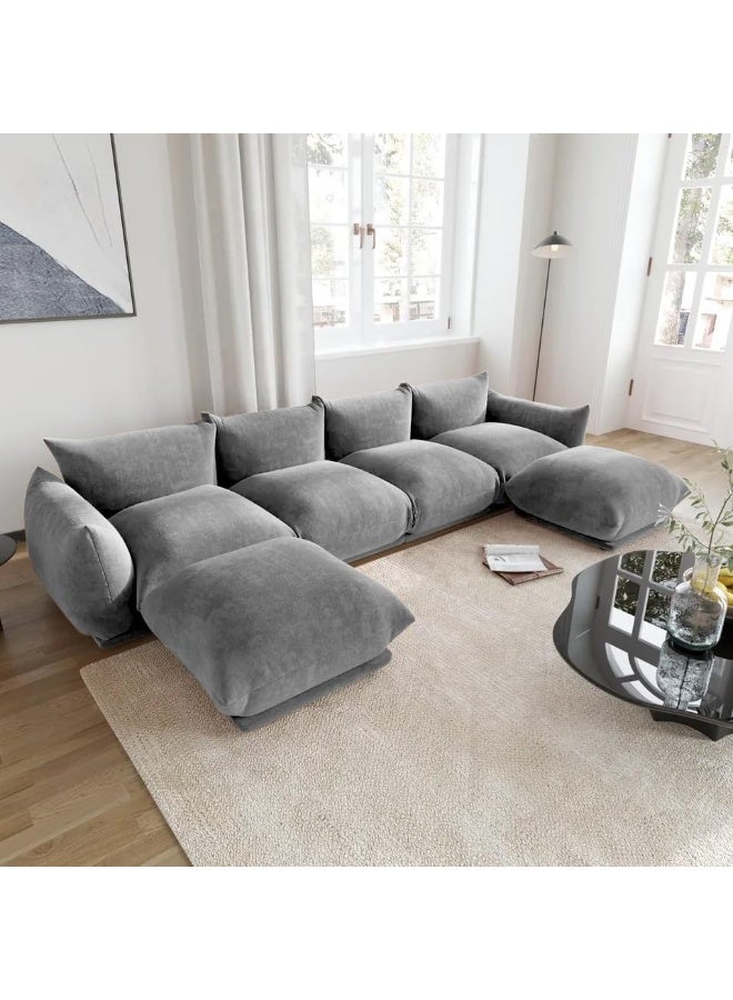 Comfynest Modern Living Room Home Furniture Elegant White Boucle Modular Sectional Sofa Set (Light Grey)  - Image 1