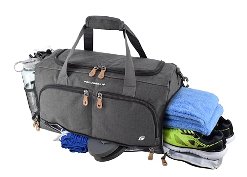 FocusGear Ultimate Gym Bag 2.0: The Durable Crowdsource Designed Duffel Bag with 10 Optimal Compartments Including Water Resistant Pouch (Charcoal, Medium (20")) (Charcoal) - Image 1