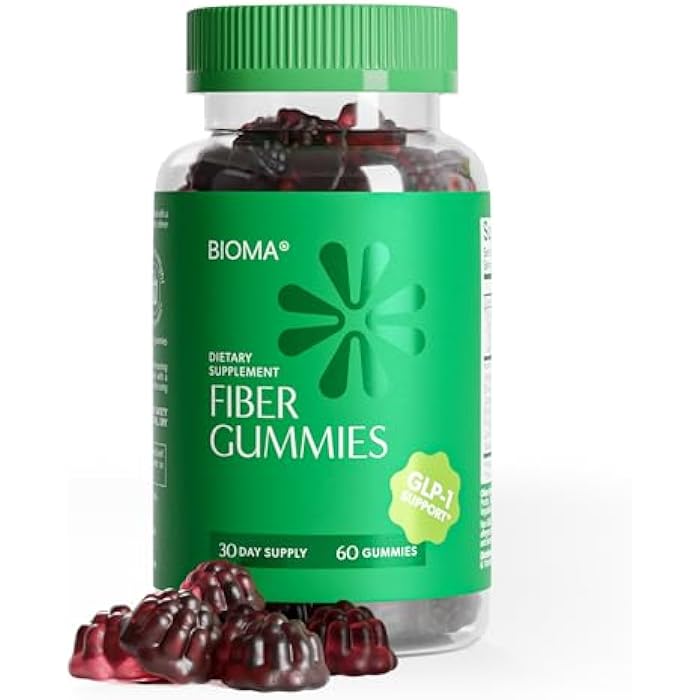 Bioma Fiber Gummies for Women - Natural GLP-1 Support with Kiwi, Pomegranate & Ginger - Sugar Free Digestive Health Supplement, Prebiotic FOS Fiber - Vegan & Gluten Free (60 Gummies - 30 Day Supply) - Image 1
