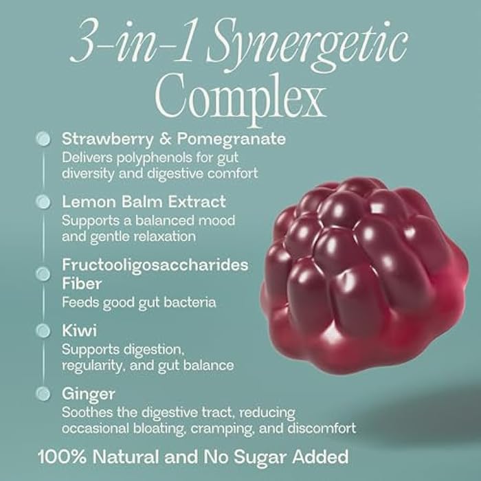 Bioma Fiber Gummies for Women - Natural GLP-1 Support with Kiwi, Pomegranate & Ginger - Sugar Free Digestive Health Supplement, Prebiotic FOS Fiber - Vegan & Gluten Free (60 Gummies - 30 Day Supply) - Image 3