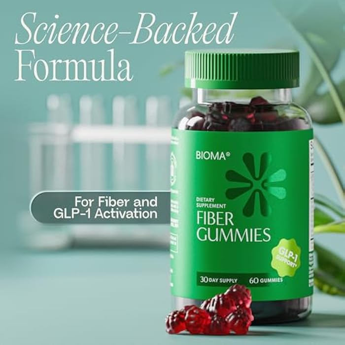 Bioma Fiber Gummies for Women - Natural GLP-1 Support with Kiwi, Pomegranate & Ginger - Sugar Free Digestive Health Supplement, Prebiotic FOS Fiber - Vegan & Gluten Free (60 Gummies - 30 Day Supply) - Image 5