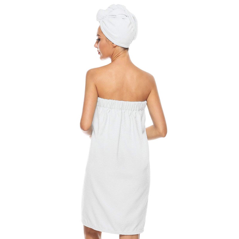 Orrpally Women Shower Wrap Robe Bath Wrap Towel Spa Body Wrap Adjustable Closure Bathrobe White XL - Image 3