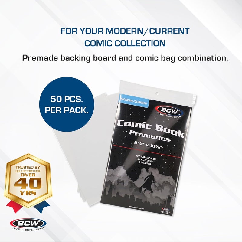 BCW Current Comic Boards and Bags Combo | 100 Polypropylene Comic Bags & Backer Boards | Acid-Free Archival Quality | Crystal Clear | Preserves Collectible Comics | Fits Standard Comic Storage Boxes - Image 2