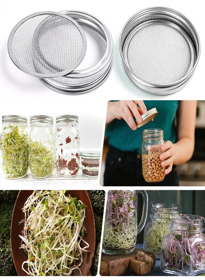 مجموعة أغطية إنبات البذور، غطاء إنبات من الفولاذ المقاوم للصدأ 304، غطاءان وحاملان، مناسب لبرطمانات ماسون ذات الفتحة الواسعة 86 مم، براعم عضوية، بروكلي، براعم البرسيم والفاصوليا الخضراء (مجموعة من 4 قطع) - Image 5