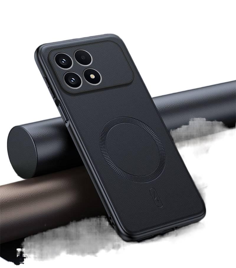 MS غطاء MagSafe بسيليكون لـ Redmi Note 14 مع حماية من السقوط ومغناطيس قوي مع مقاوم للصدمات مع تشطيب غير لامع باللون أسود مغناطيسي من السيليكون باللون الأسود باللون الأحمر - Image 1