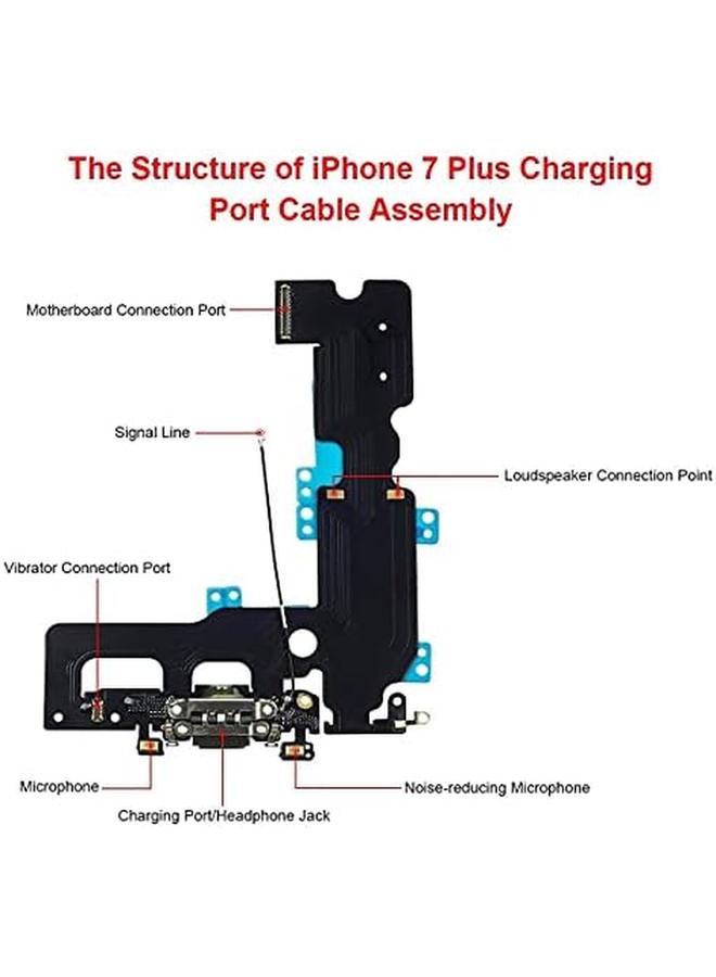 erorex Oem Original Charging Port Usb Dock Flex Cable With Microphone And Signal Antenna Replacement For Iphone 7 Plus 5.5 Inches Black - Image 3