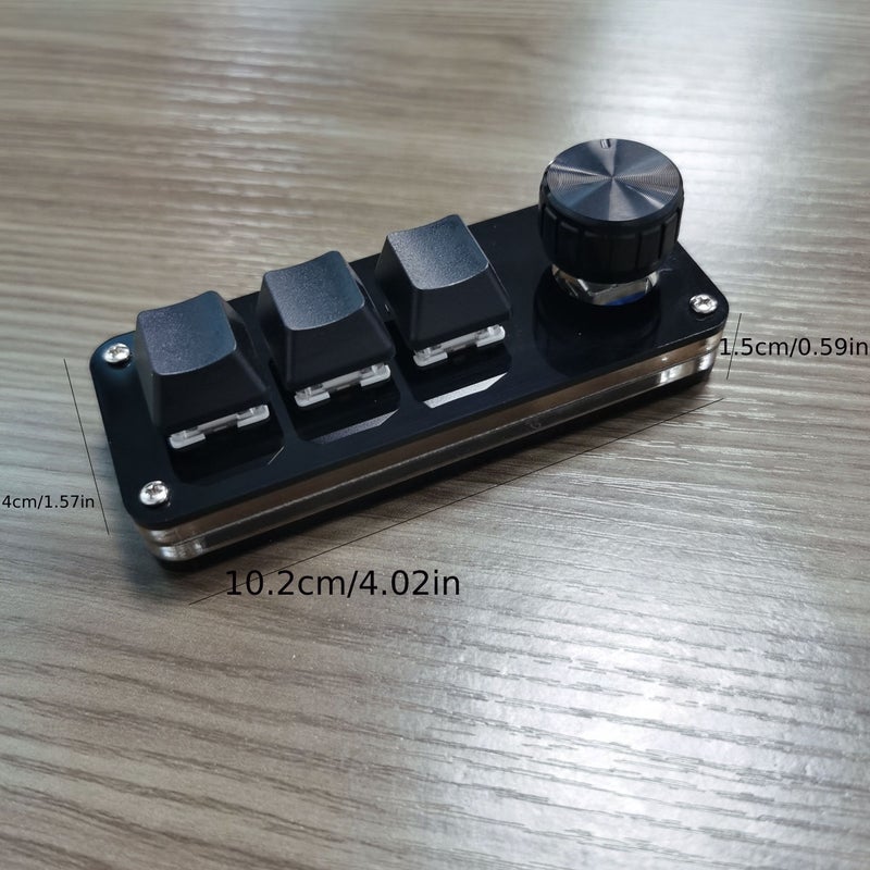 Black Mini 3 Key Programming Keypad with Knob for Clip Design and Game Trigger - Image 1