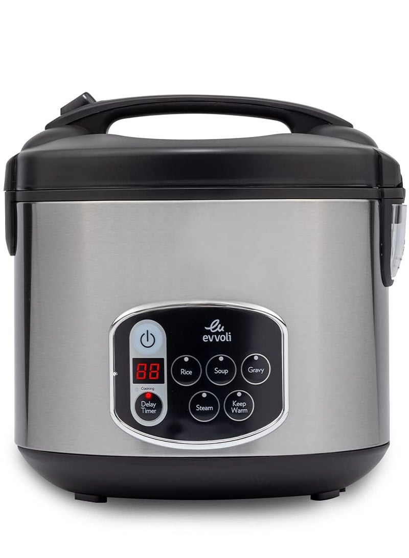 evvoli Mini Fridge, 90 Liters, Mechanical Control, Recessed Handle And Rice Cooker, 1.8L, Multi-functional, Non Stick 650W Bundle 72 W EVRFM-90LS + EVKA-RC5005B Silver - Image 5
