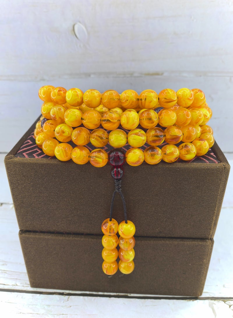 Fianser Tasbih Amber 99 Prayer Beads 8mm Tasbeeh Muslim Islamic Handmade Exquisite Zikr Dua Arabic - Image 3
