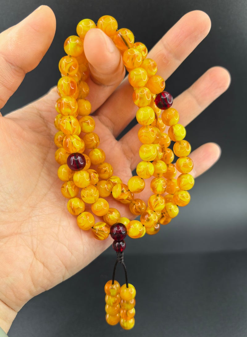 Fianser Tasbih Amber 99 Prayer Beads 8mm Tasbeeh Muslim Islamic Handmade Exquisite Zikr Dua Arabic - Image 5