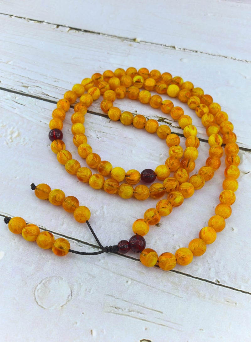 Fianser Tasbih Amber 99 Prayer Beads 8mm Tasbeeh Muslim Islamic Handmade Exquisite Zikr Dua Arabic - Image 4
