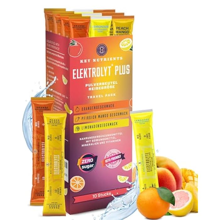 KEY NUTRIENTS Multivitamin Electrolytes Powder No Sugar - 5 Delicious Flavors Electrolyte Powder - Endurance & Energy Supplement - Hydration Powder - No Calories - 10 Servings - Made in USA - Image 1