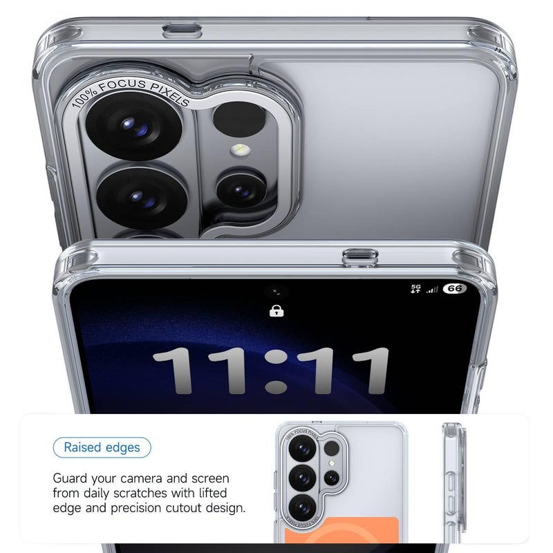 غطاء MagSafe، مقاوم للصدمات لـ Samsung Galaxy S24، أبيض TPU + Acrylic، مغناطيس قوي مغناطيسي من مادة TPU من الأكريليك باللون الأبيض للهدايا للاستخدام الشخصي للمكتب المنزلي - Image 4