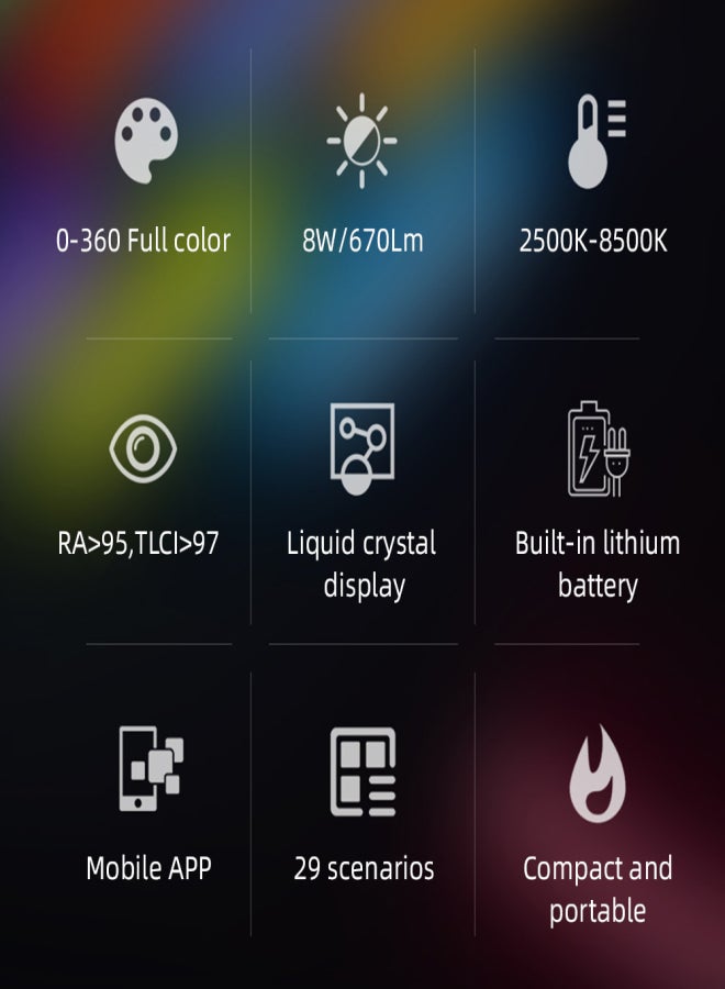 Weeylite عصا إضاءة Weeylite K21 RGB المحمولة، أنبوب إضاءة LED بقوة 8 واط، إضاءة تعبئة للتصوير الفوتوغرافي، قابلة للتعتيم من 2500 كلفن إلى 8500 كلفن، 29 تأثير إضاءة، تحكم عبر تطبيق، بطارية مدمجة، ظهر مغناطيسي للبث المباشر للفيديوهات - Image 3