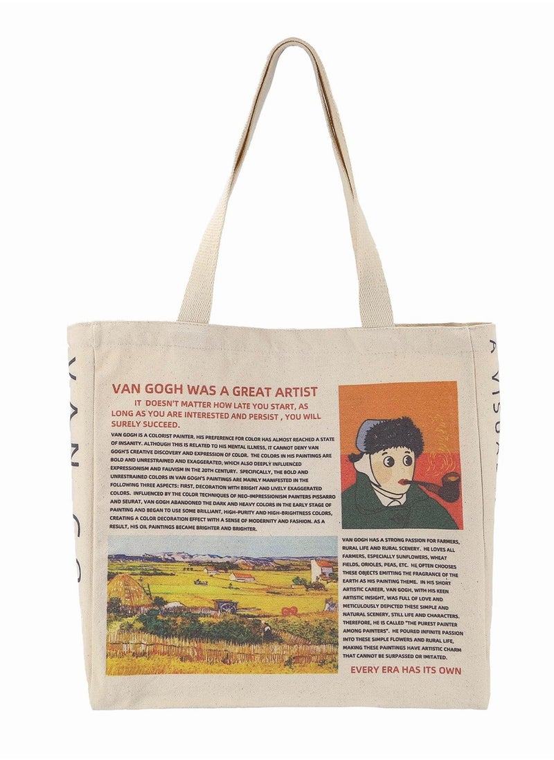 SYOSI Canvas Tote Bag Aesthetic for Women Graphic Tote bag with Zipper Cute Canvas Bags with Pockets  - Image 1