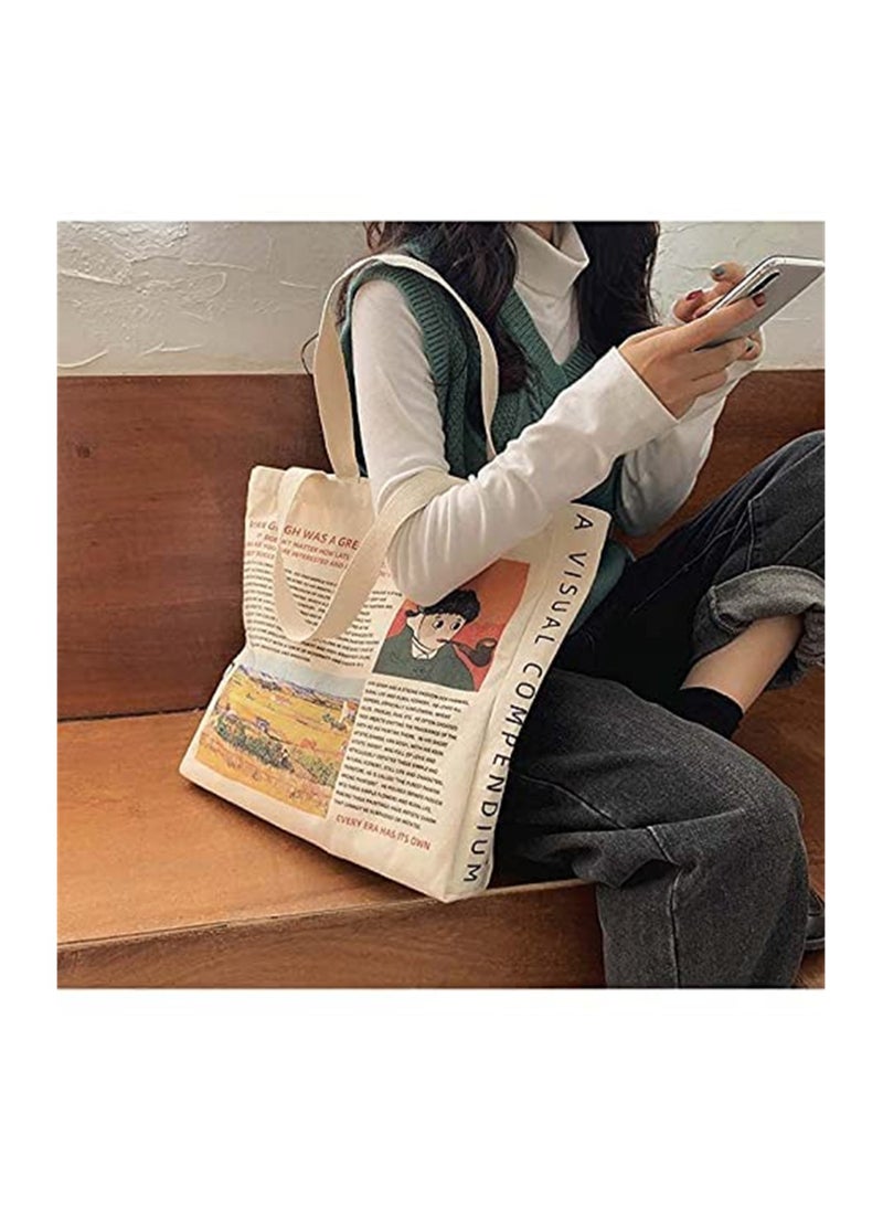 SYOSI Canvas Tote Bag Aesthetic for Women Graphic Tote bag with Zipper Cute Canvas Bags with Pockets  - Image 3