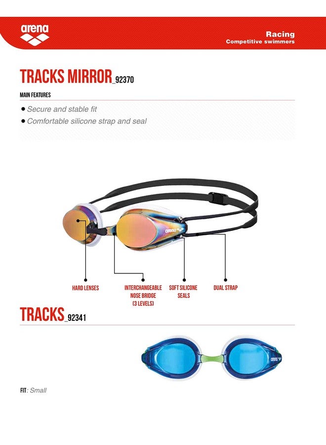 arena نظارات سباحة Tracks باللون الأسود / الأزرق متعدد الألوان / عدسات عاكسة باللون الأسود - Image 5
