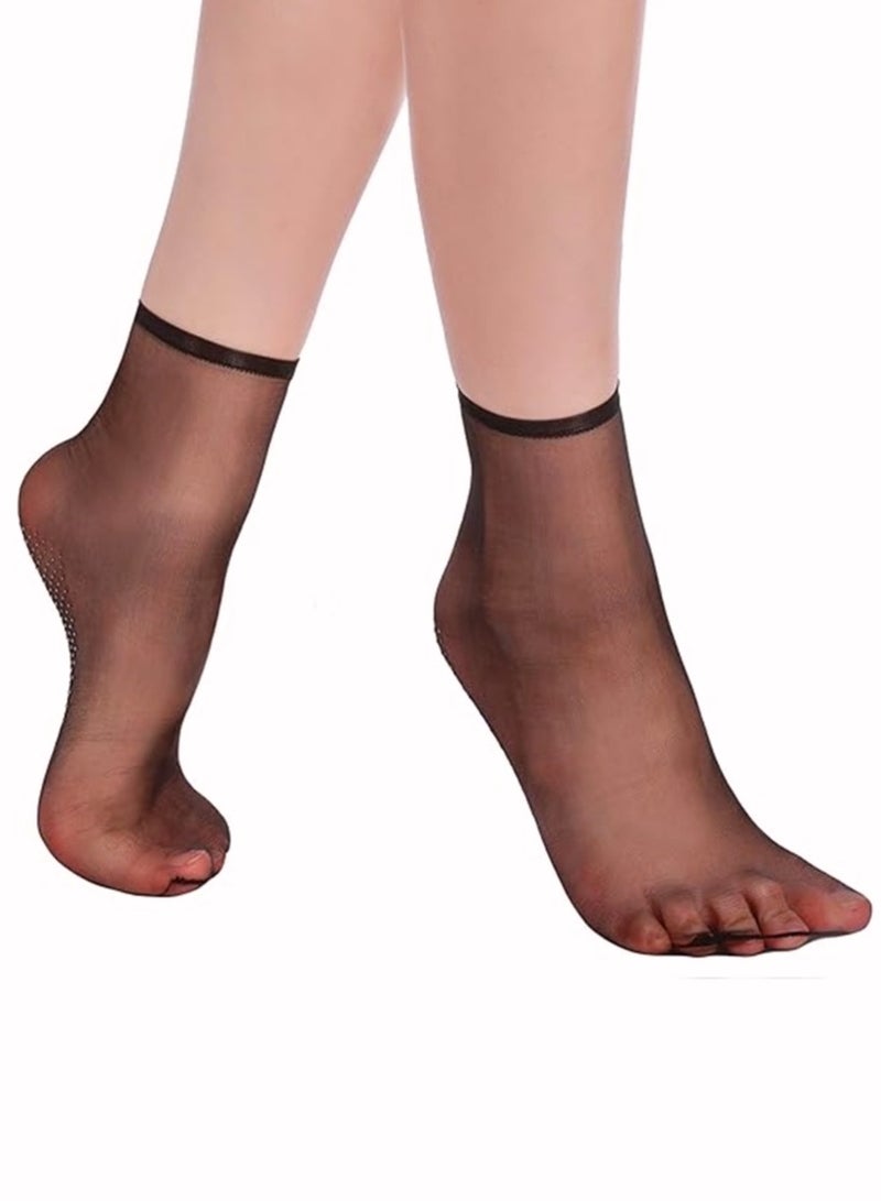 برفكتوري جوارب نسائية رقيقة شفافة غير قابلة للانزلاق، سريعة الجفاف من النايلون، مقاس واحد، 3 أزواج - أسود - Image 1