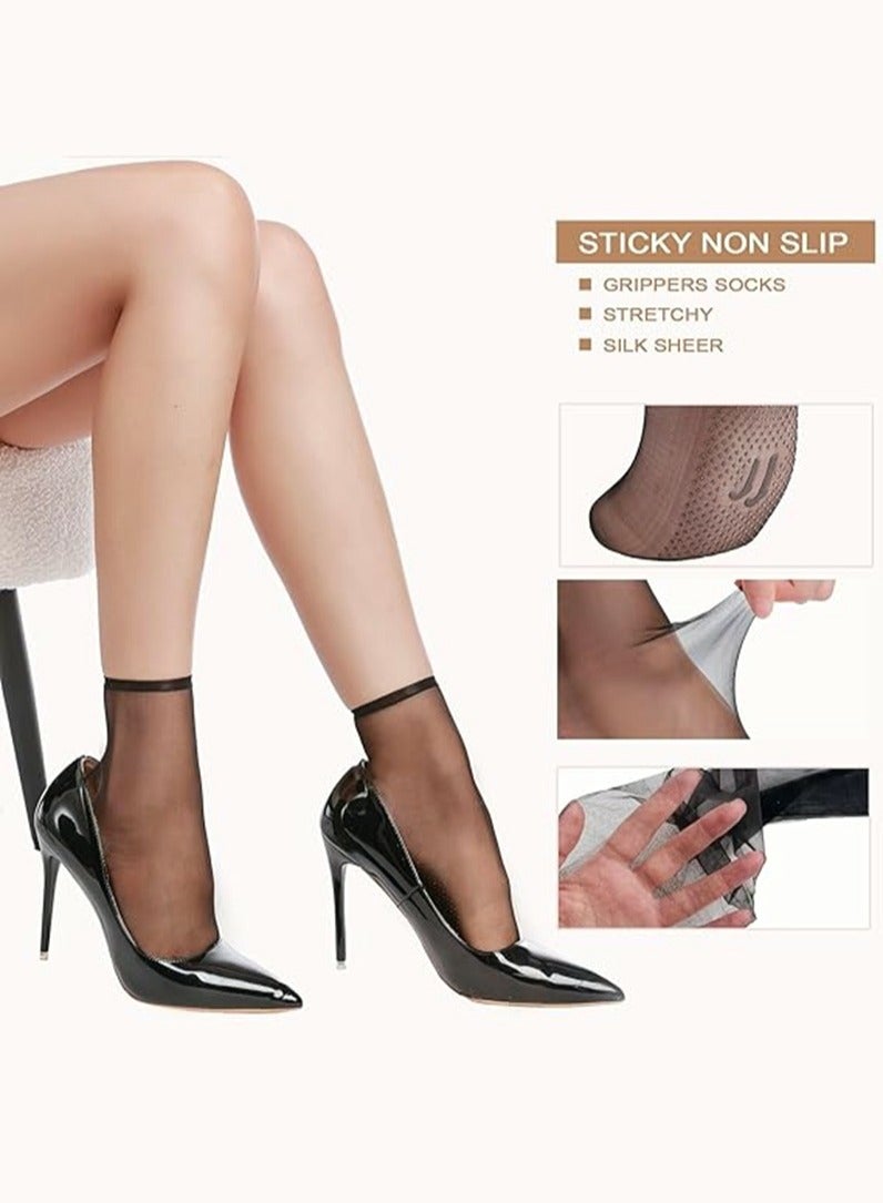 برفكتوري جوارب نسائية رقيقة شفافة غير قابلة للانزلاق، سريعة الجفاف من النايلون، مقاس واحد، 3 أزواج - أسود - Image 5