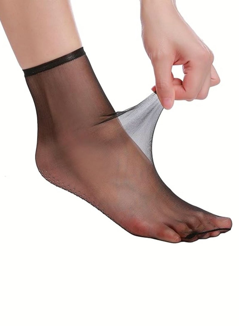 برفكتوري جوارب نسائية رقيقة شفافة غير قابلة للانزلاق، سريعة الجفاف من النايلون، مقاس واحد، 3 أزواج - أسود - Image 3