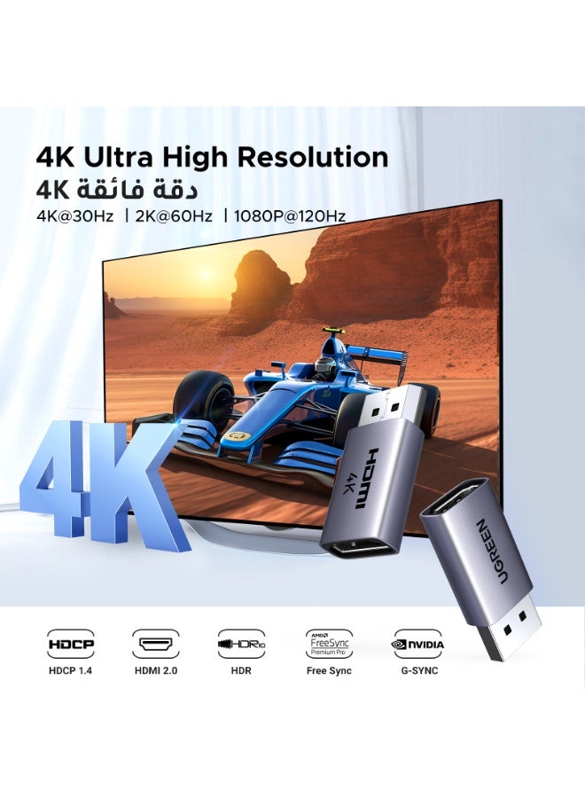 يو جرين 4K DisplayPort to HDMI Adapter 2-Pack, Unidirectional Display Port to HDMI Converter 4K@30Hz/2K@60Hz Aluminum Adapter Compatible with Dell, Lenovo, HP, HDTV, AMD, NVIDIA and More - Image 3