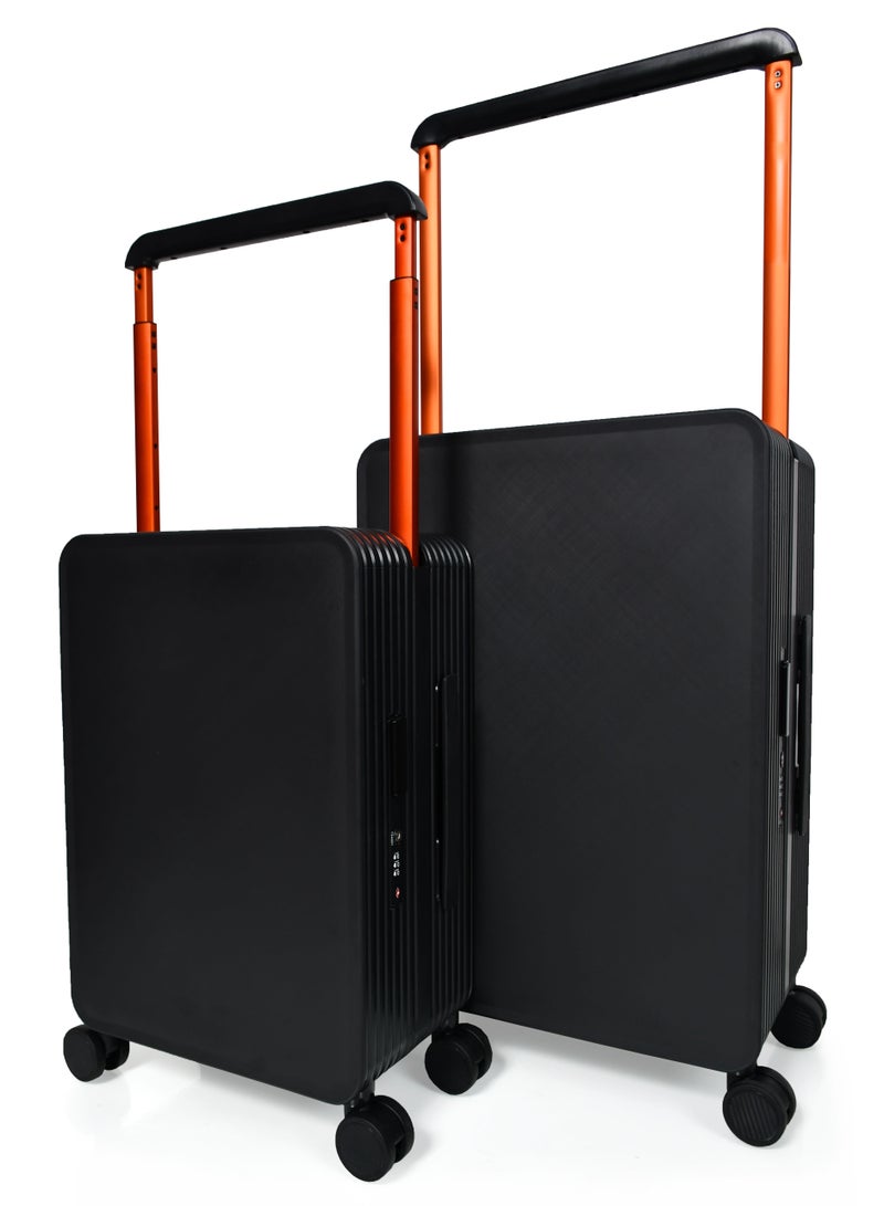 Morano Hard-Side luggage Unisex ABS Lightweight 4 Double Wheeled Suitcase with Built-In TSA type lock (2-Set, Black) Size 20''+24'''Inches. - Image 1