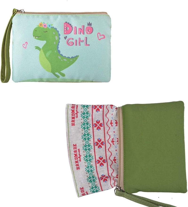 Rantanto Small Cute Cash Coin Purse, Canvas Change Purse, Kawaii Coin Pouch With Handle Christmas Gift For Women Teenager Girls (BG0030 Dinosaur) - Image 3