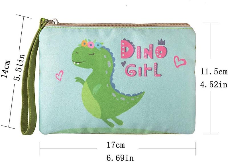 Rantanto Small Cute Cash Coin Purse, Canvas Change Purse, Kawaii Coin Pouch With Handle Christmas Gift For Women Teenager Girls (BG0030 Dinosaur) - Image 2