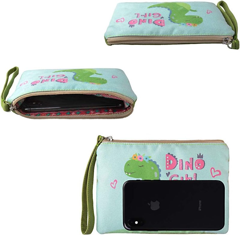 Rantanto Small Cute Cash Coin Purse, Canvas Change Purse, Kawaii Coin Pouch With Handle Christmas Gift For Women Teenager Girls (BG0030 Dinosaur) - Image 4