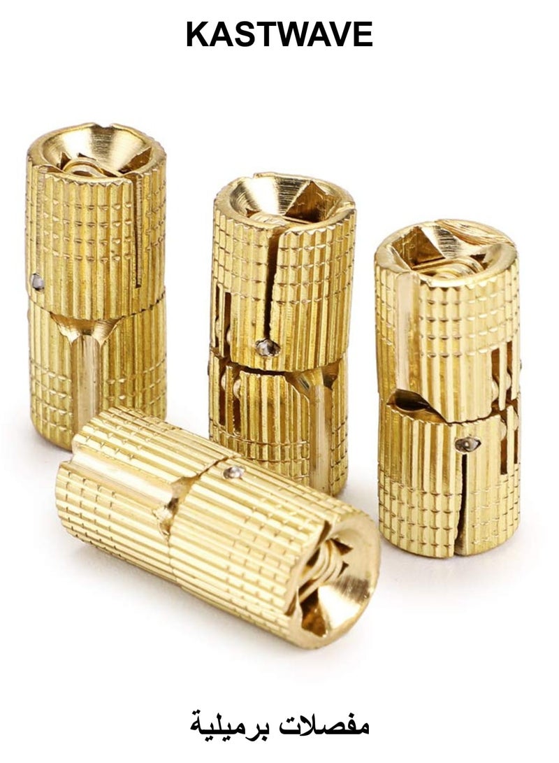 KASTWAVE Hidden Brass Barrel Hinges, Concealed Box Hinges Invisible Furniture Hinges 180 Degree Opening Angle Cabinet Hinges for DIY Jewelry Box Hand Craft (10mm, 4 Pcs) - Image 1